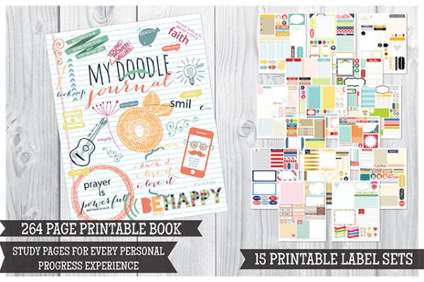 SUPER COMBO: Young Women's Doodle Journal and Personal Progress Labels