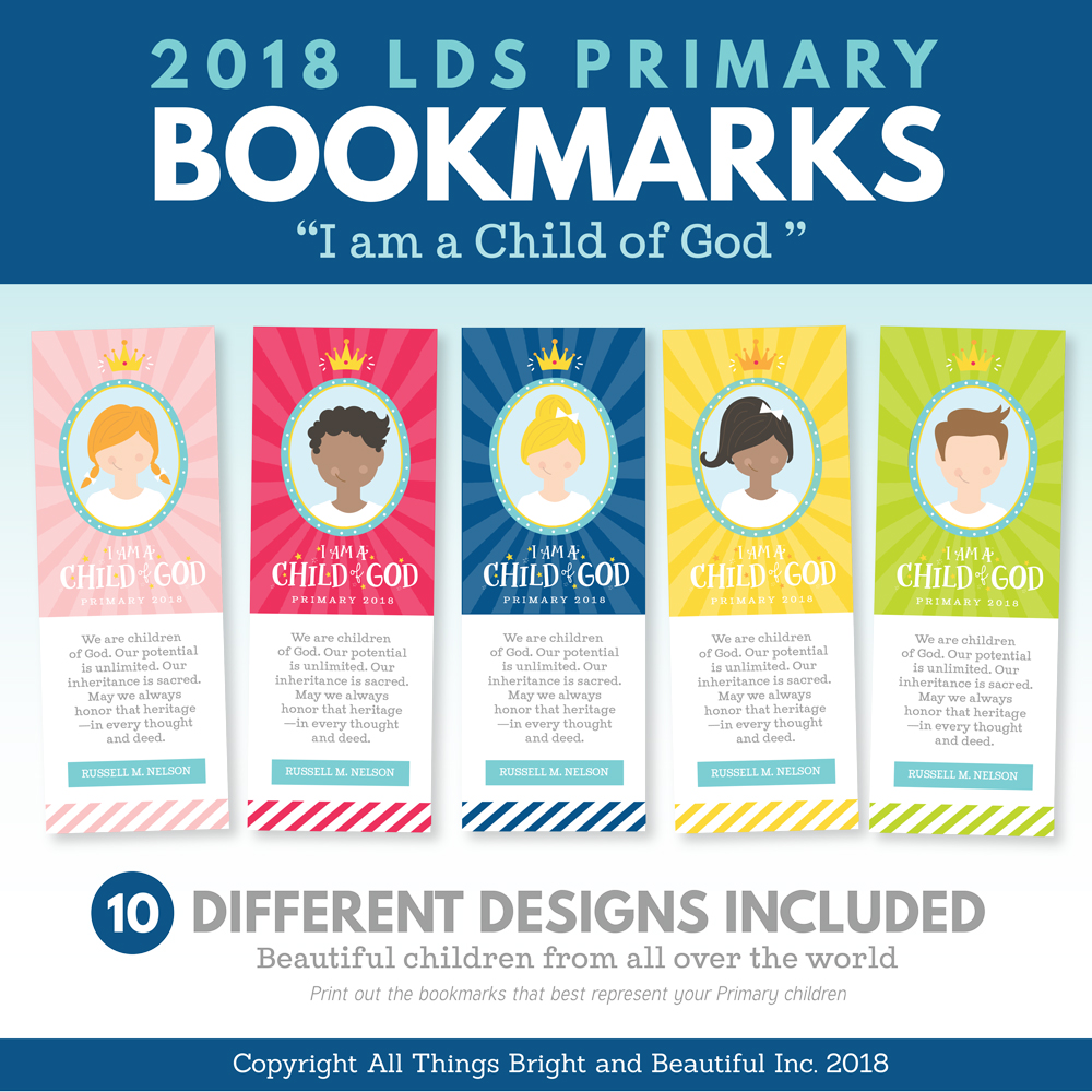 2018 LDS Primary Theme Bookmarks I am a Child of God The Red Headed