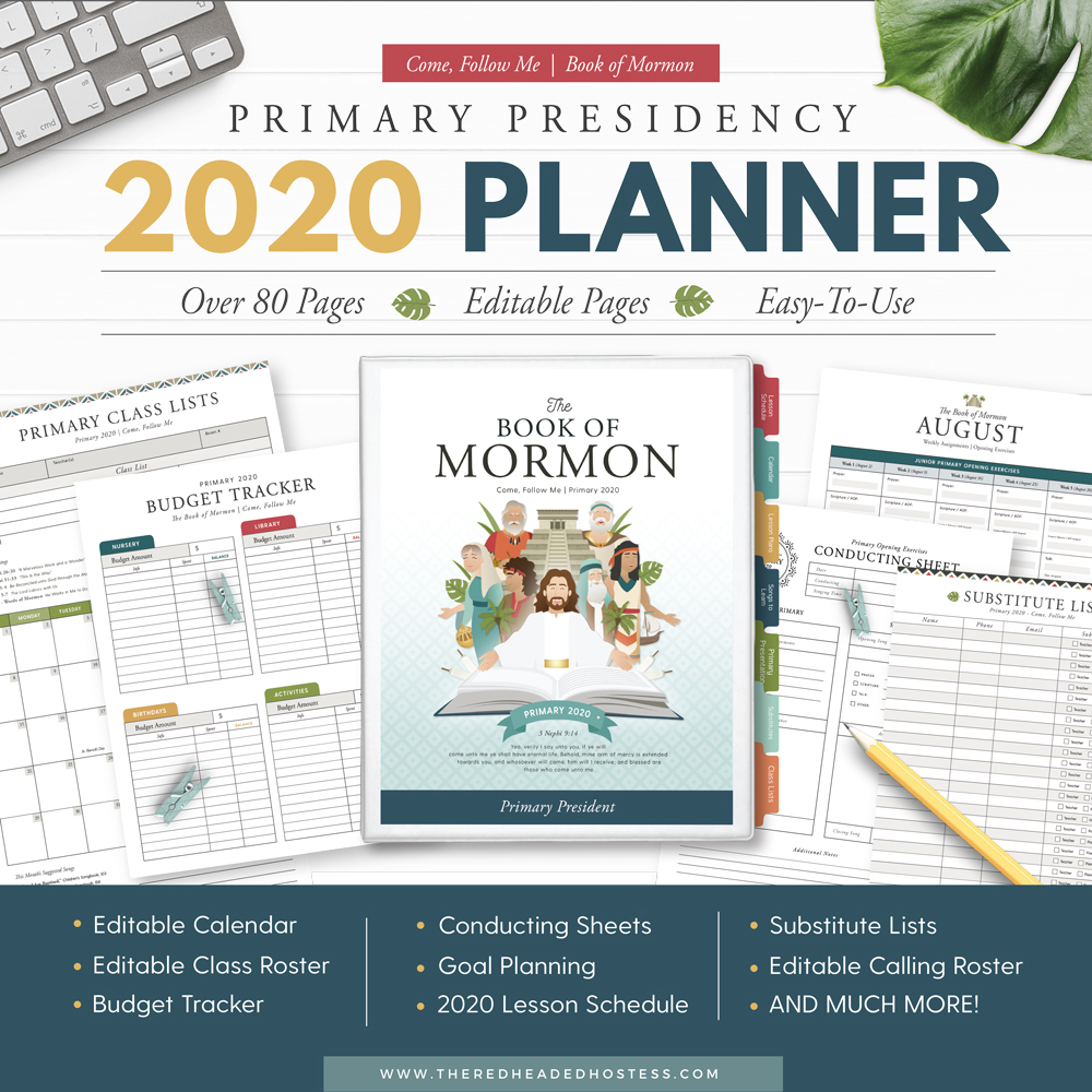 2020 Primary Book of Mormon Primary Presidency Planner The Red Headed Hostess