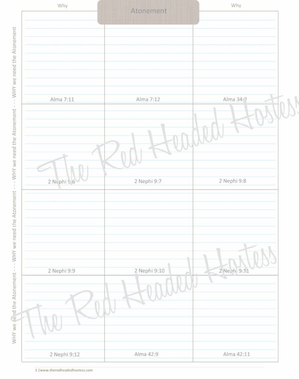 Atonement Scripture Boxes - Red Headed Hostess (13 Page Simple Theme)