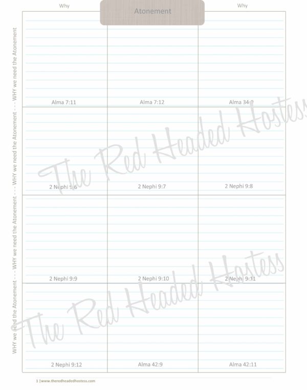 Atonement Scripture Boxes - Red Headed Hostess (13 Page Simple Theme)