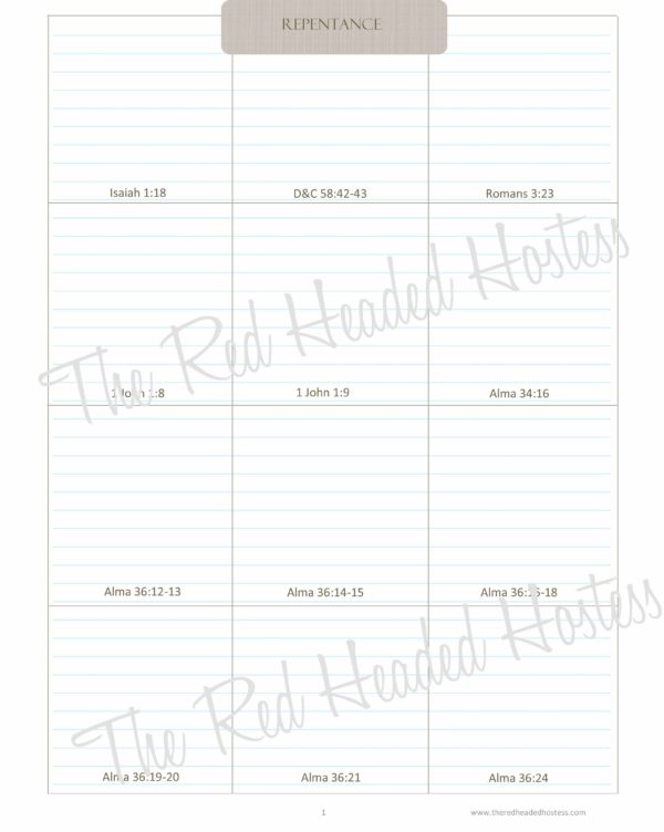 Repentance Scripture Boxes-The Red Headed Hostess (Simple Theme)