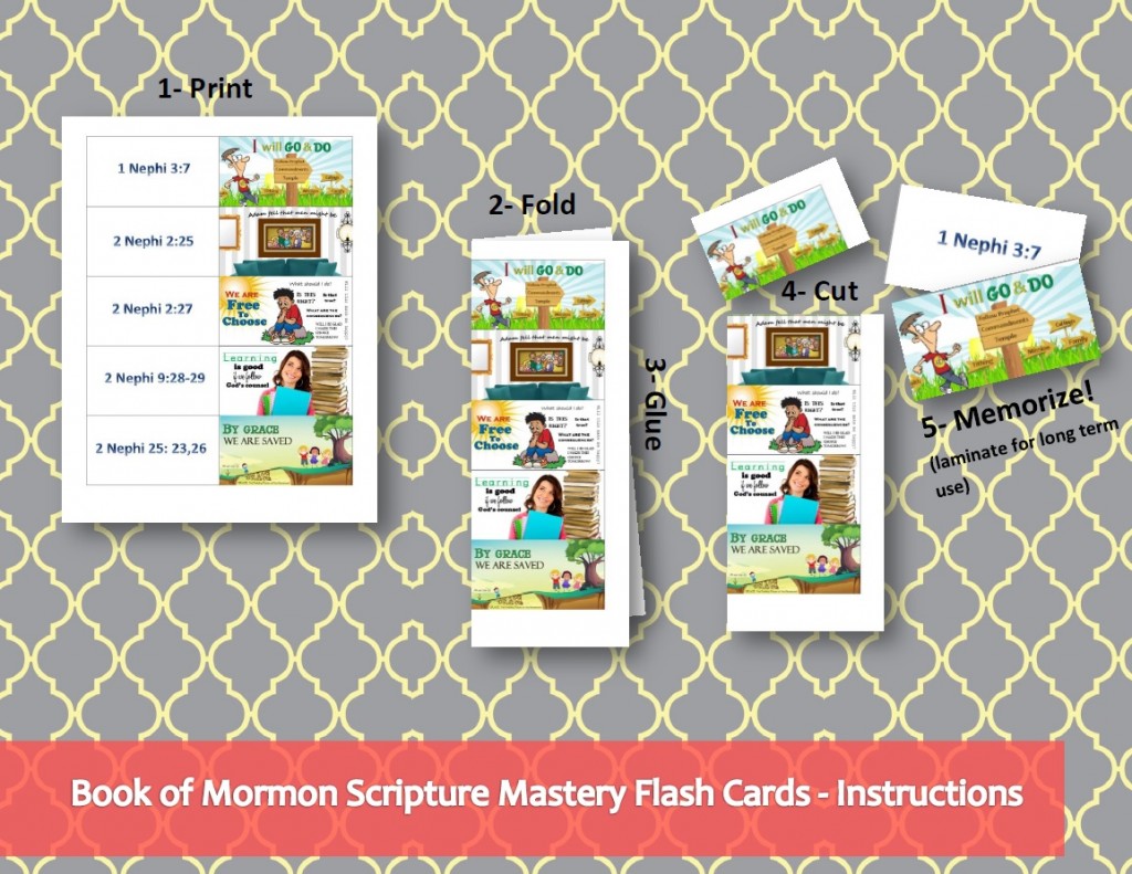 Print, fold, and glue - Book of Mormon scripture mastery flash cards! So fun and easy!