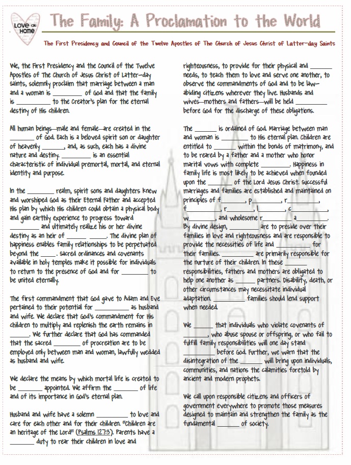 The Loved ones: Schooling Recommendations- The Pink Headed Hostess graphic about The Family a Proclamation to the World Printable referred to as The Relatives: Coaching Recommendations- The Crimson Headed Hostess