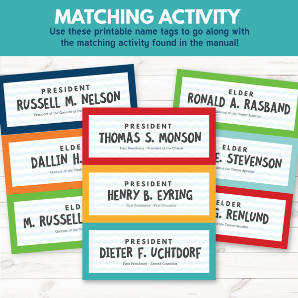LDS Prophets and Apostles Matching Game Printables- Sharing Time March Week 2