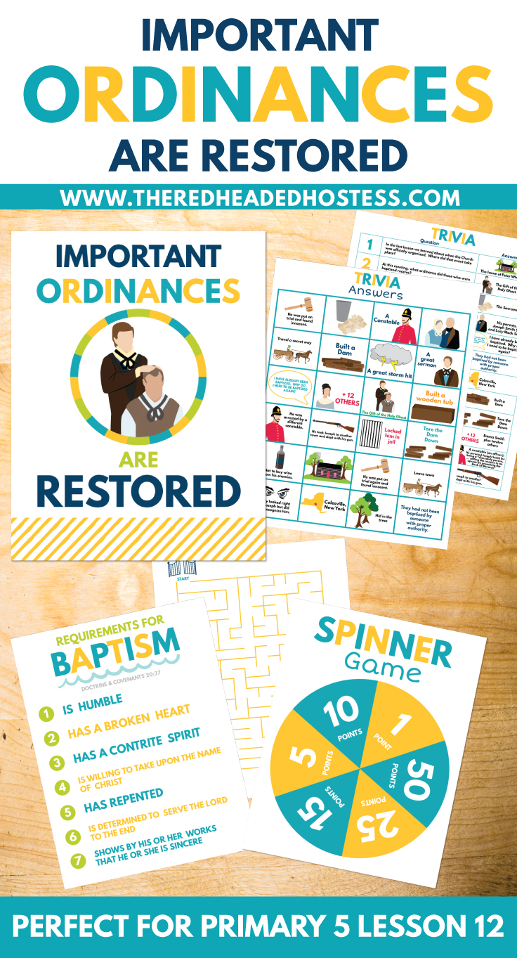 Primary 5 Lesson 12: Important Ordinances are Restored - The Red Headed Hostess