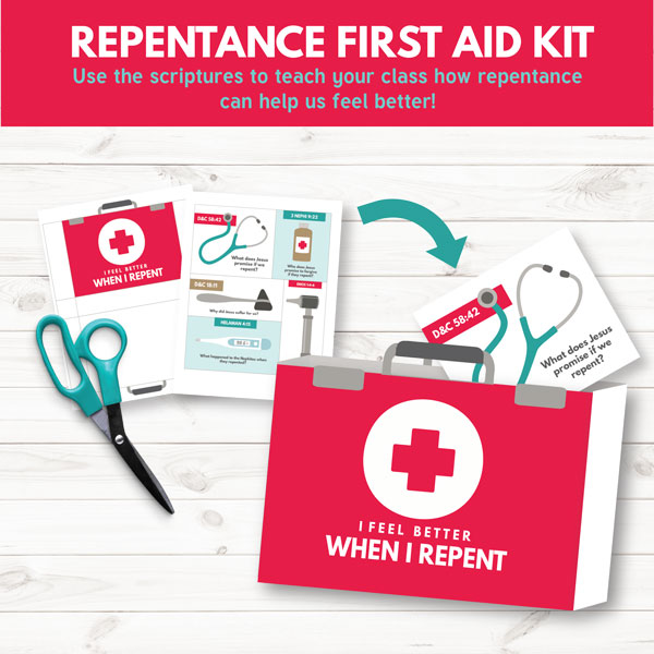 Repentance First Aid Kit - Great teaching visual for Primary 3 Lesson 10 (Repentance)