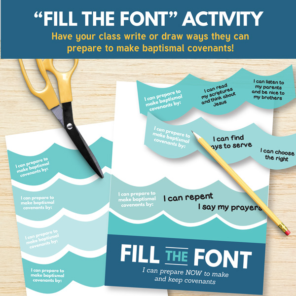 Fill The Font Activity - Primary 3 Lesson 13 (My Baptismal Covenant)