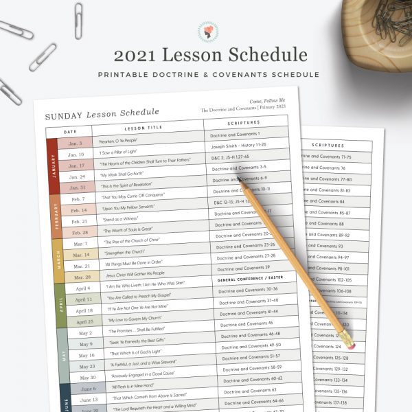 2021 Lesson Schedule Doctrine and Covenants