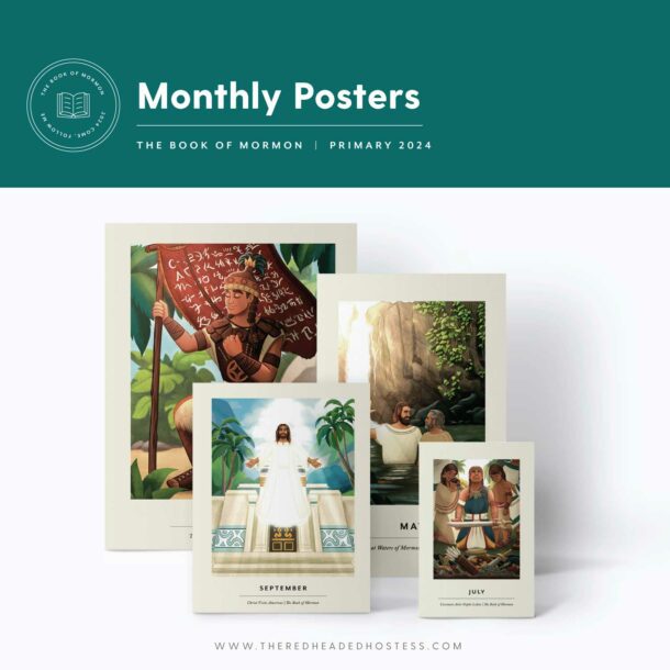 2024 PrimaryBook of MormonMonthly Posters The Red Headed Hostess