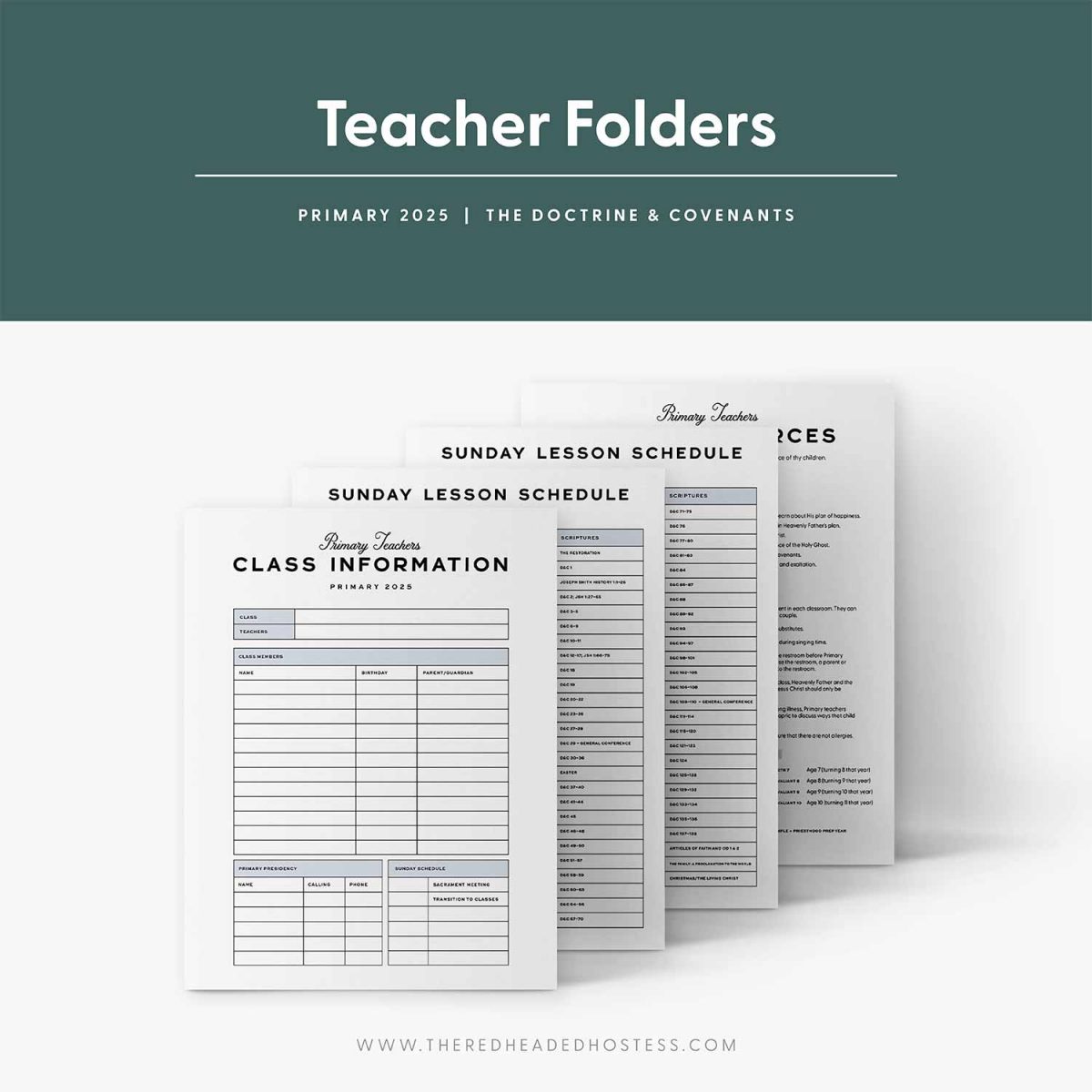 2025 PrimaryDoctrine and CovenantsTeacher Folder The Red Headed Hostess